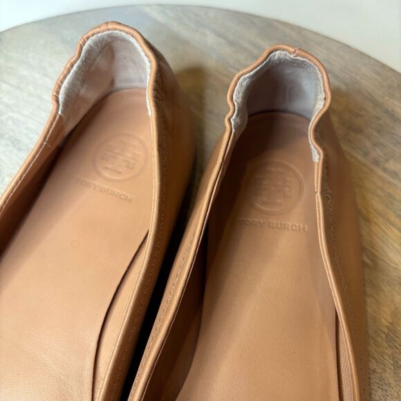 Tory Burch Women's Minnie Travel Flats Beige Leather‎ Tan Make-Up Color Size 7.5 - Picture 6 of 8